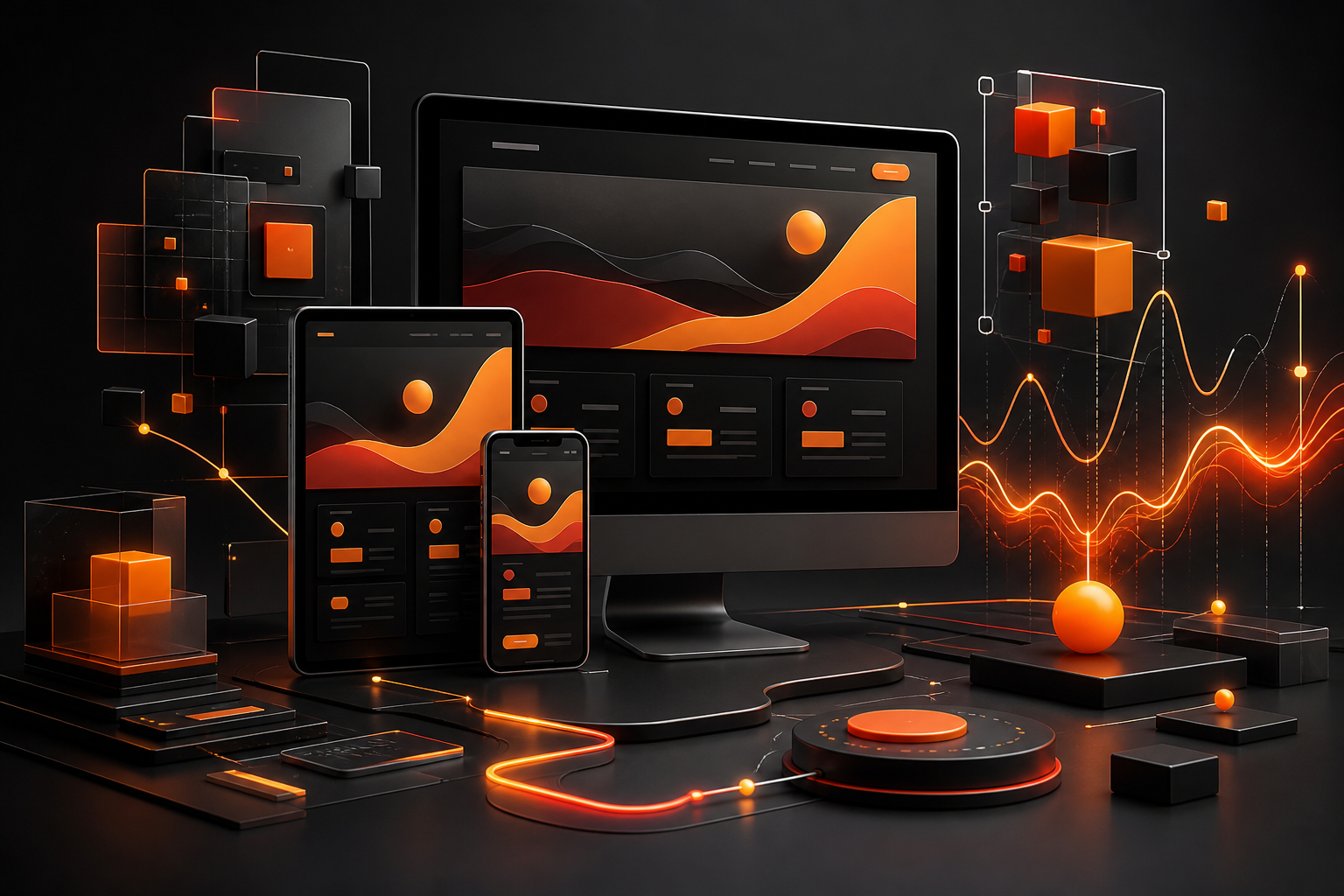 Responsive website system across desktop tablet and mobile with performance signals